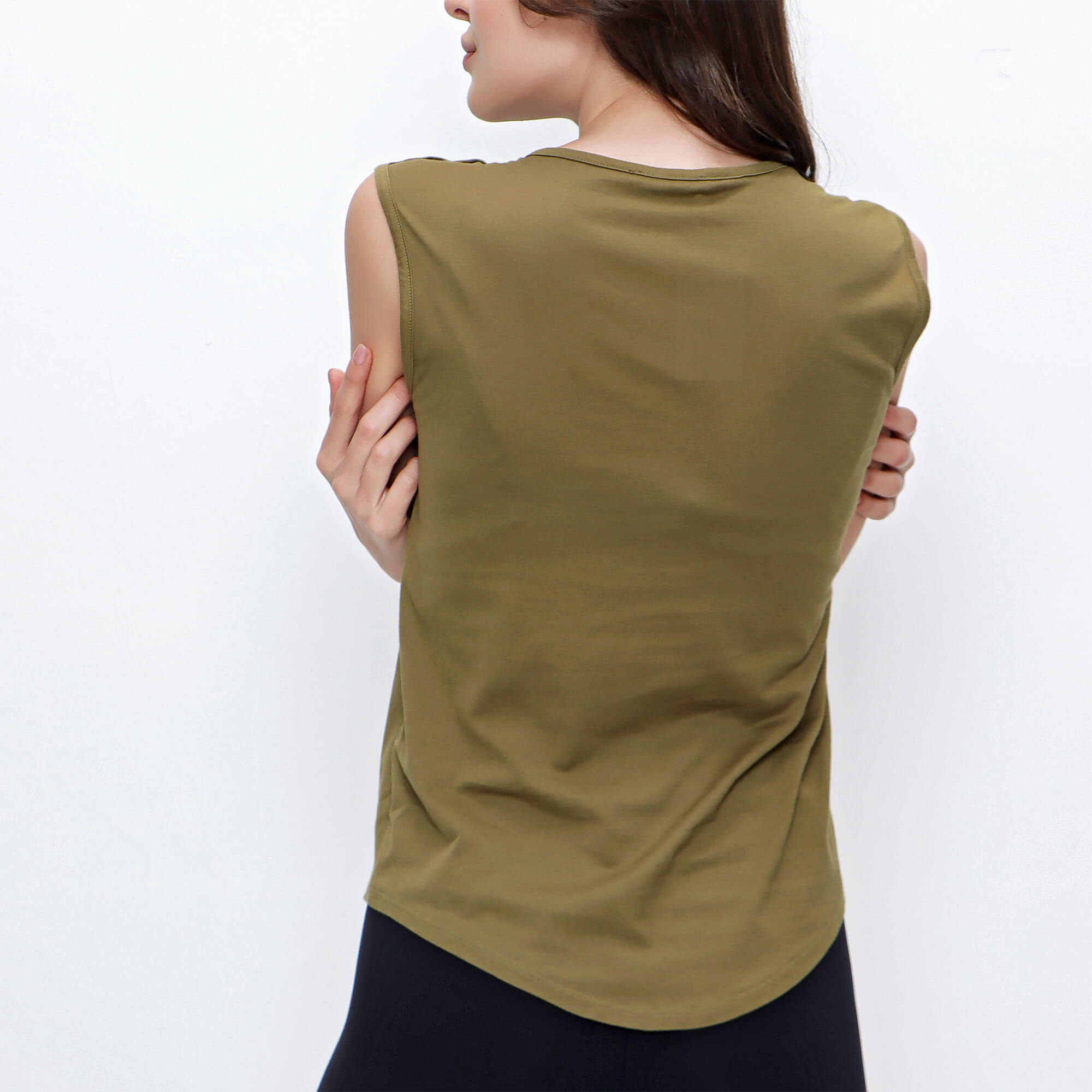 Balmain - Khaki Cotton Sleeveless Tank Top 